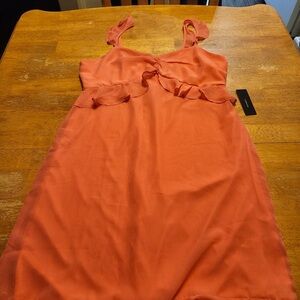 Elegant Coral Ruffle Lulus Dress Size XL